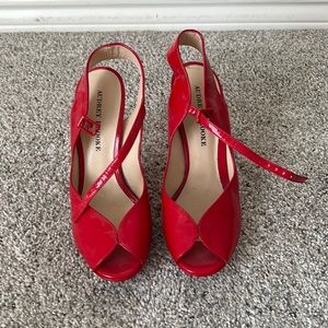 Audrey Brooke red peep toe heels